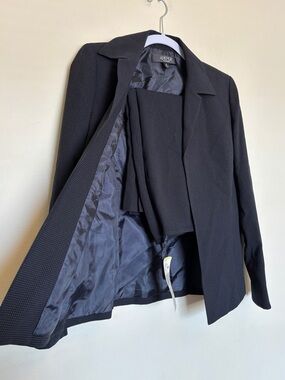 NWT Kasper Skirt Set Sz 4 Open Blazer Career Business Pleated Shawl Preppy Zip